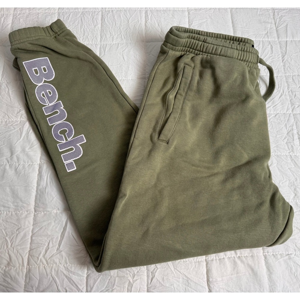 Bench Mens XL Olive Green Fleece Jogger Sweatpants‎ Logo Graphic 130425